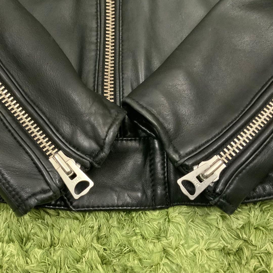 美品 ラムレザー ナノユニバース 裏地赤メッシュ ビッグジッパー メンズS