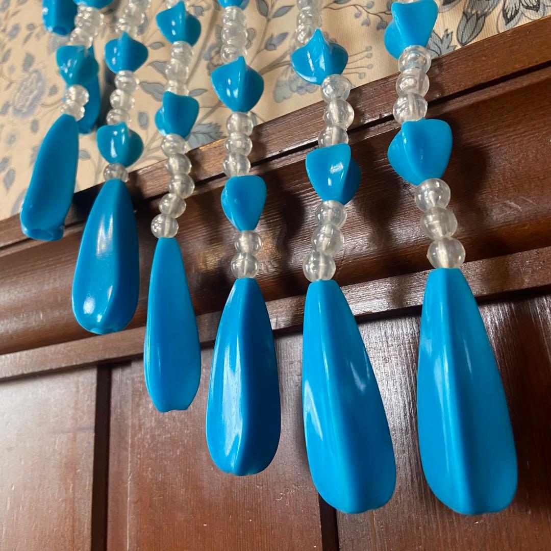 昭和レトロ ビーズのれん 当時物 レトロポップ ブルー - メルカリ