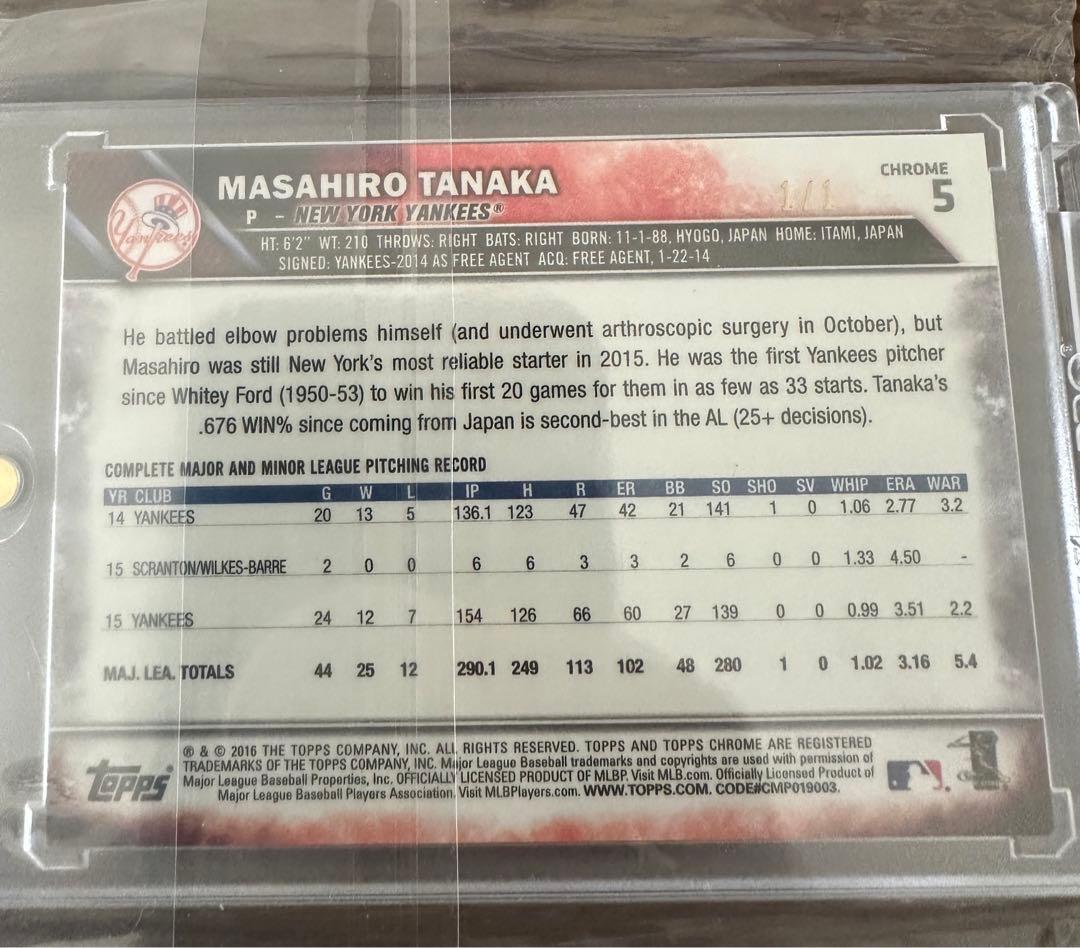 ※1/1 Topps Chrome 田中将大 NY Yankees
