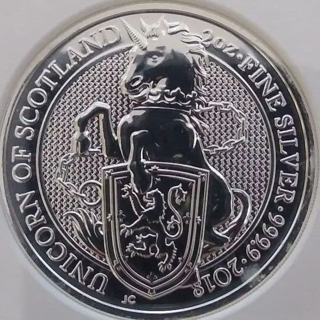 2018 クイーンズビースト ユニコーン 2オンス5ポンド銀貨 NGC MS69