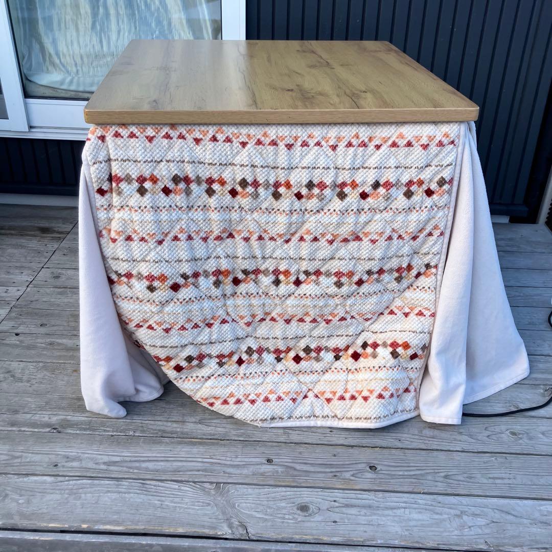 ニトリ 木製 ダイニングコタツテーブル デスクこたつ こたつ布団セット