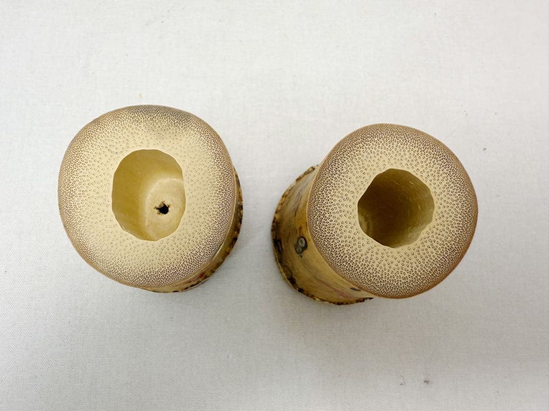 未使用 茶道具 竹器師 影林宗篤作 蓋置 竹蓋置一双