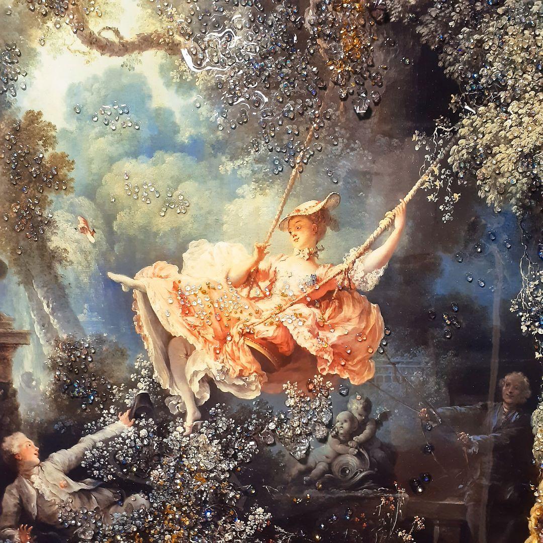 輸入雑貨　天然石　『ジャン・オノレ・フラゴナール・ぶらんこ』　クリスタルアート