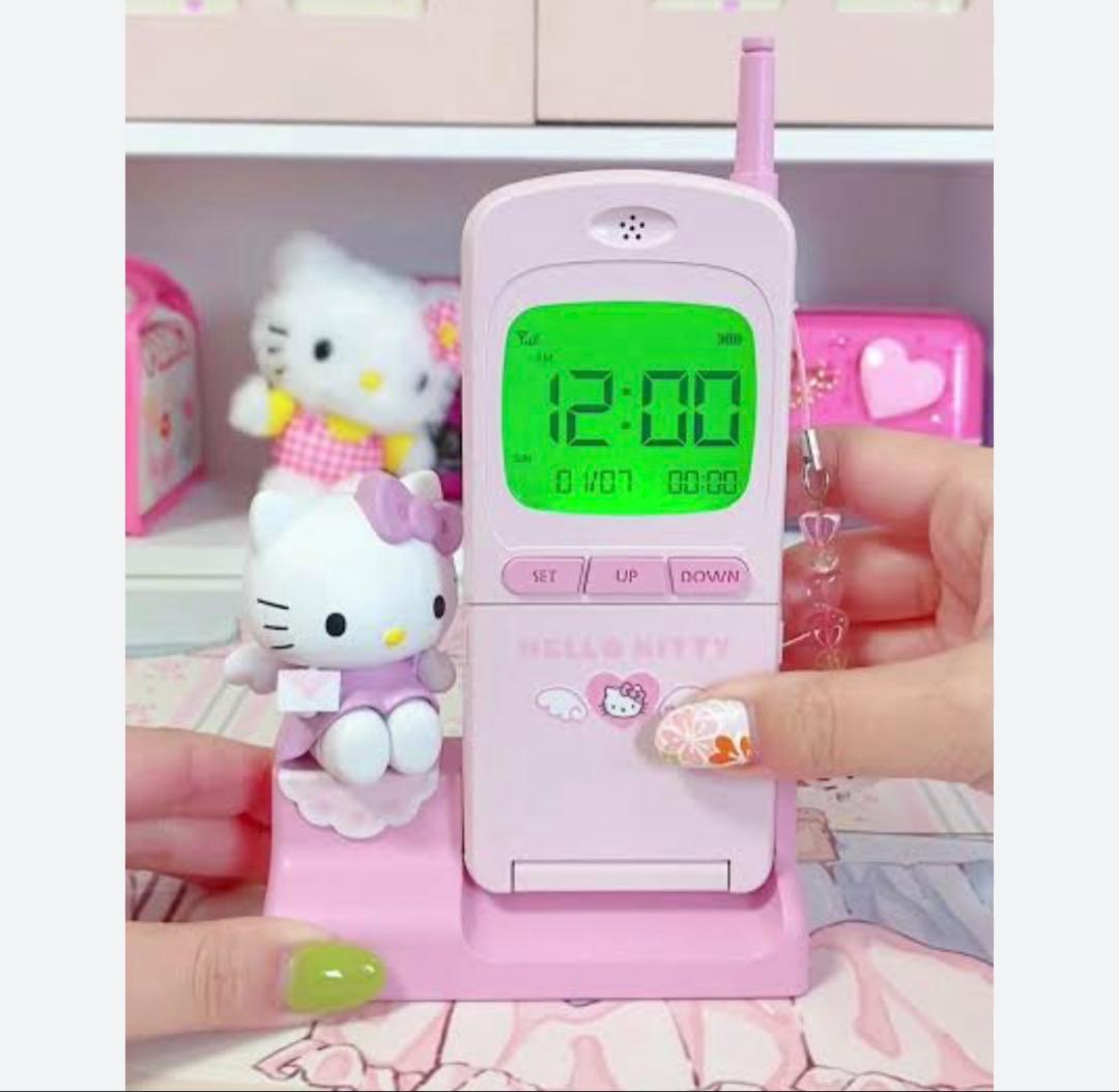 【レア】　サンリオ　ハローキティ　ガラケー形置き時計　ガラケー