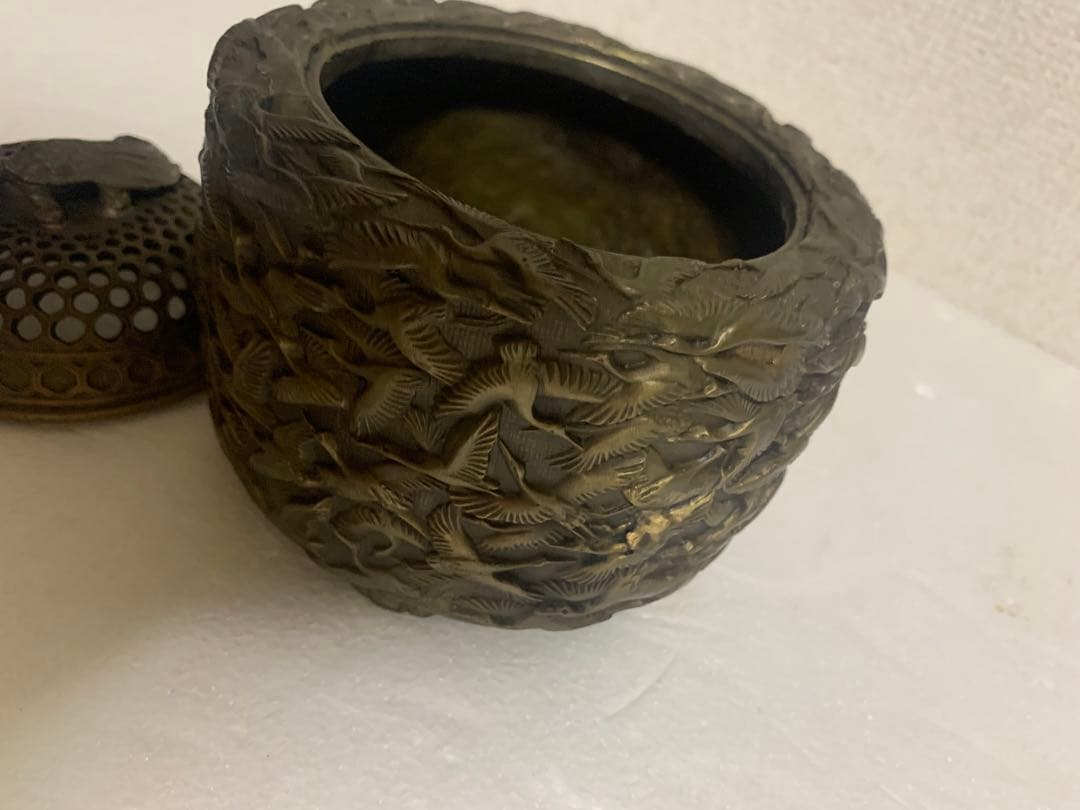 香炉銅製真鍮金属製年代感あり中古、未使用に近い工芸品茶道具？