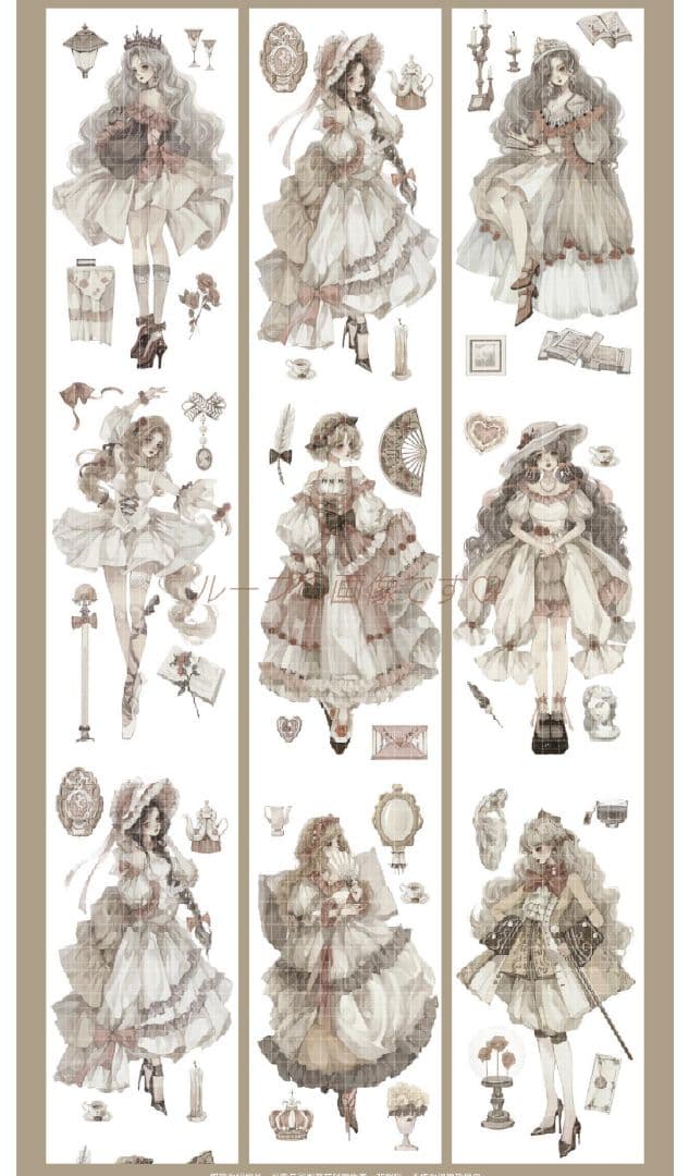 のこり2J668＃温柔月光(贝壳光)一万小时切り売り海外人物マステ女の子