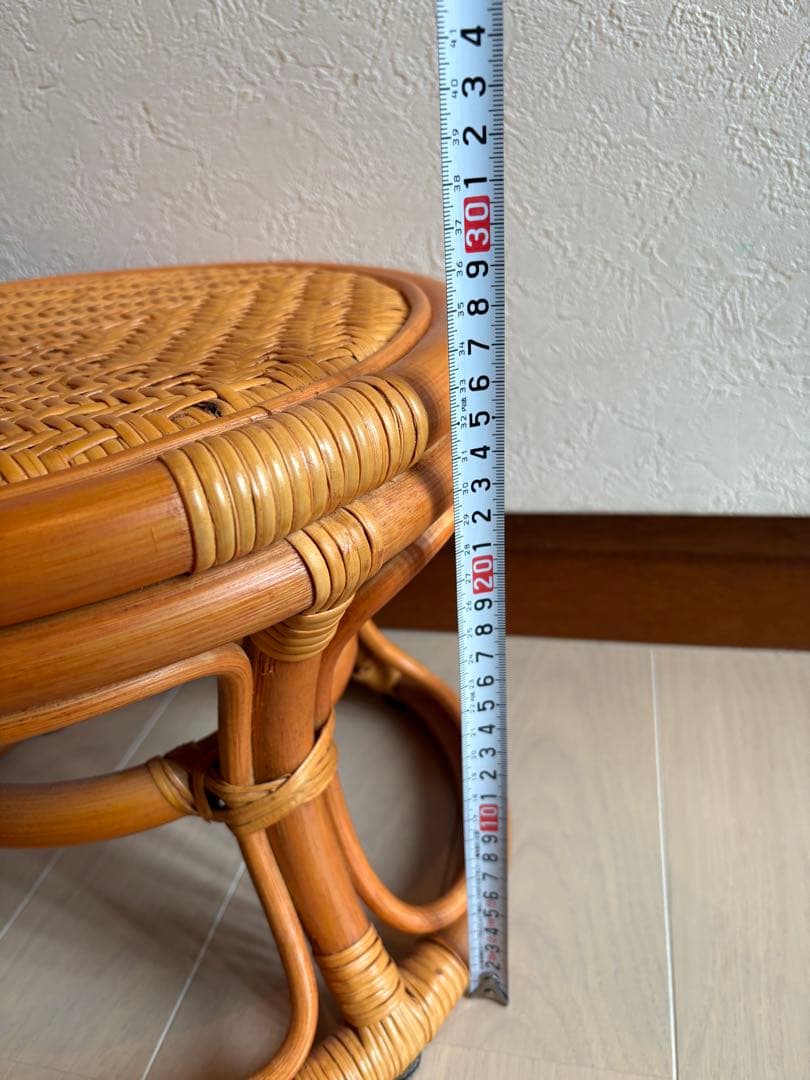 美品　ラタン製 丸型スツール 2個セット