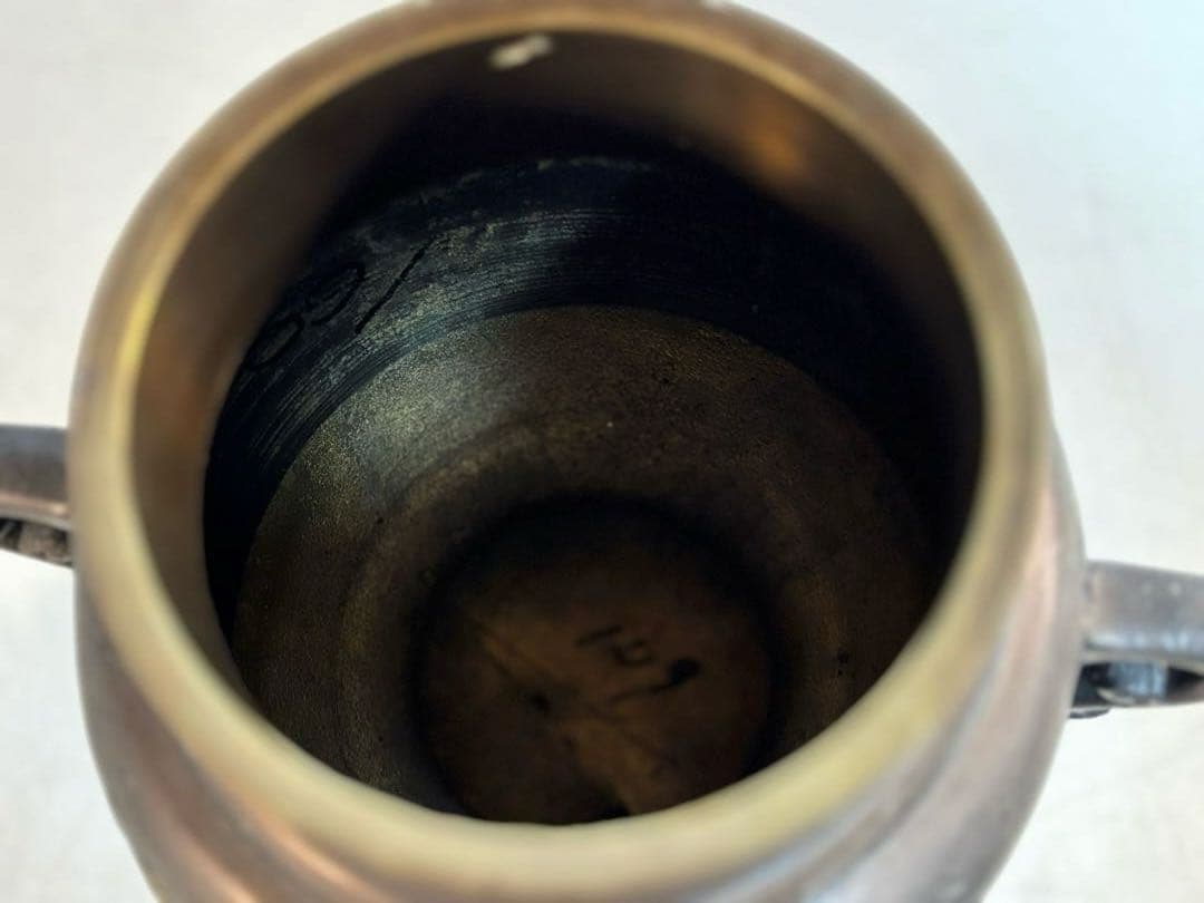 薄端 唐銅 龍 虎 模様　三脚　華道具　花器　茶道具　古道具