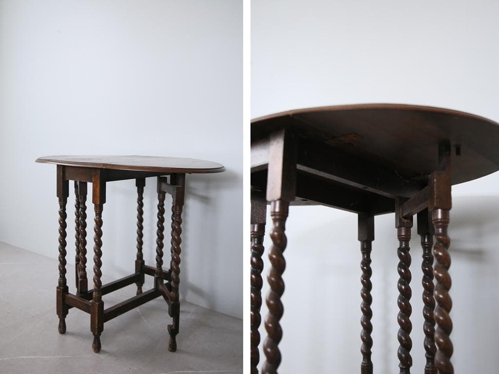 英国アンティーク木製ゲートレッグテーブル/ダイニング机バタフライ(91-261)