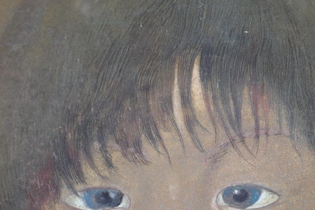 真作保証 堀泰明 「童暦」 日本画10号 共シール タトウ箱付