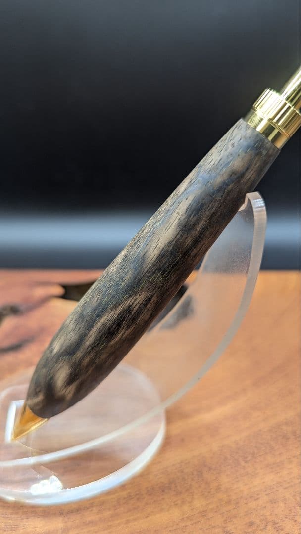 560極上 黒柿孔雀杢 木軸シャーペン ボールペン 太軸