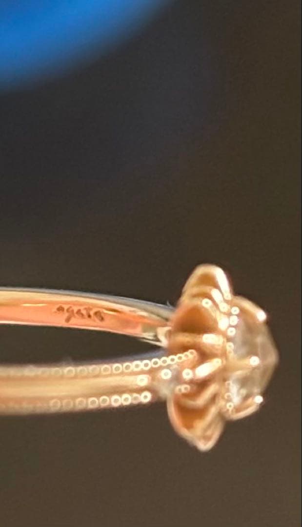 ［極美品］agete アガット　K10ピンキーリング　太陽モチーフ　4号サイズ