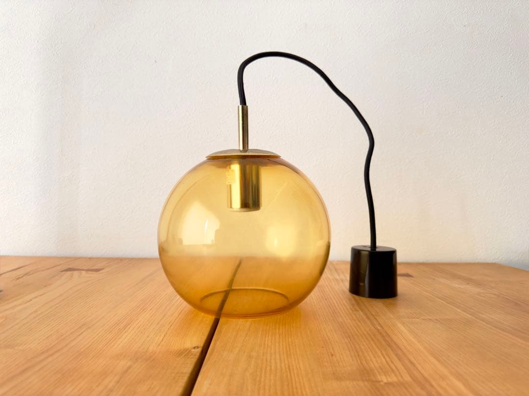 オレンジ アンバー ガラス シェード ペンダントライト 昭和 レトロ 2個