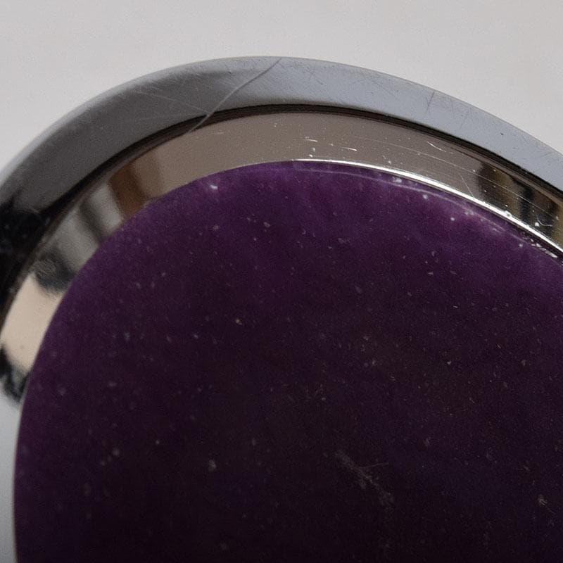 七宝焼　紫地梅文　花瓶　唐木台付　共箱　V　R9100