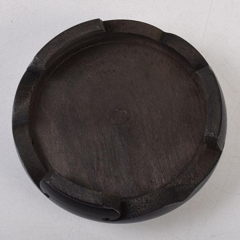 七宝焼　紫地梅文　花瓶　唐木台付　共箱　V　R9100