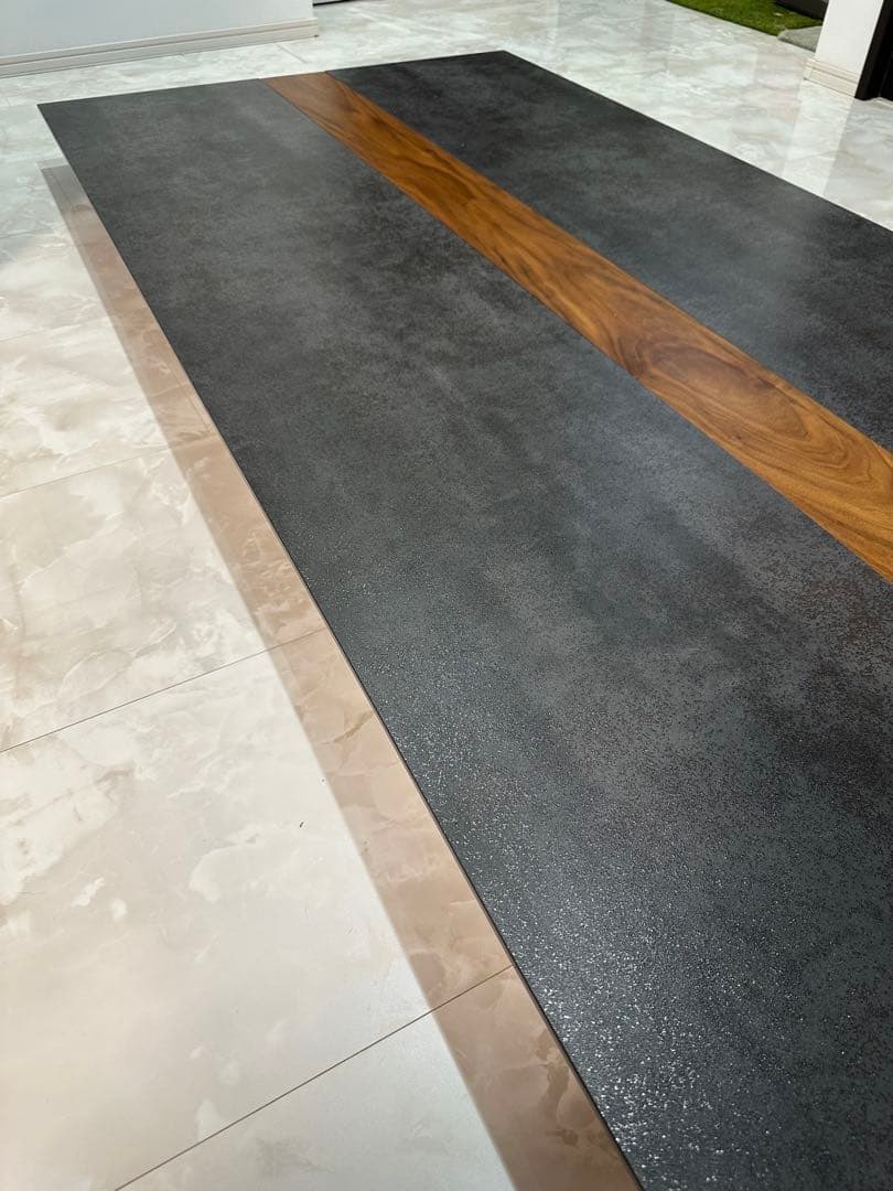 【Yu】高級セラミックテーブル モダン ウォールナット１６５㎝