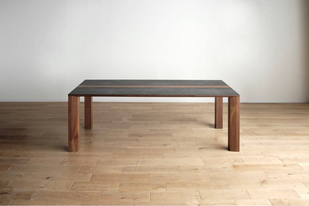 【Yu】高級セラミックテーブル モダン ウォールナット１６５㎝