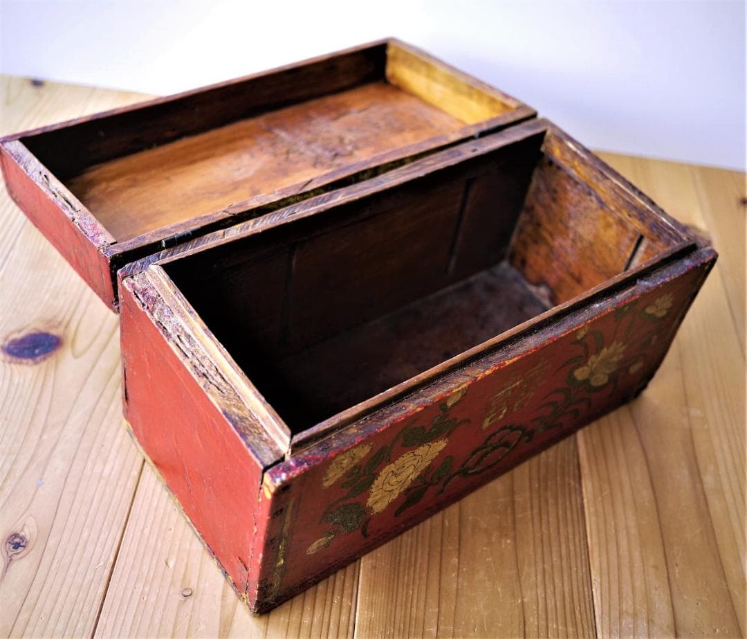 赤塗木箱 バニティージュエリーボックス 双喜吉祥図案 祝結婚記念 中国