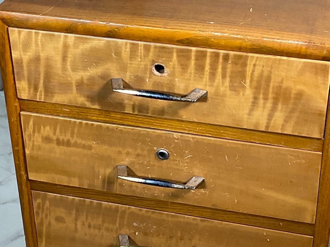 アンティーク 小引き出し 5段 ハンドル 金×黒 小箪笥 収納 古道具