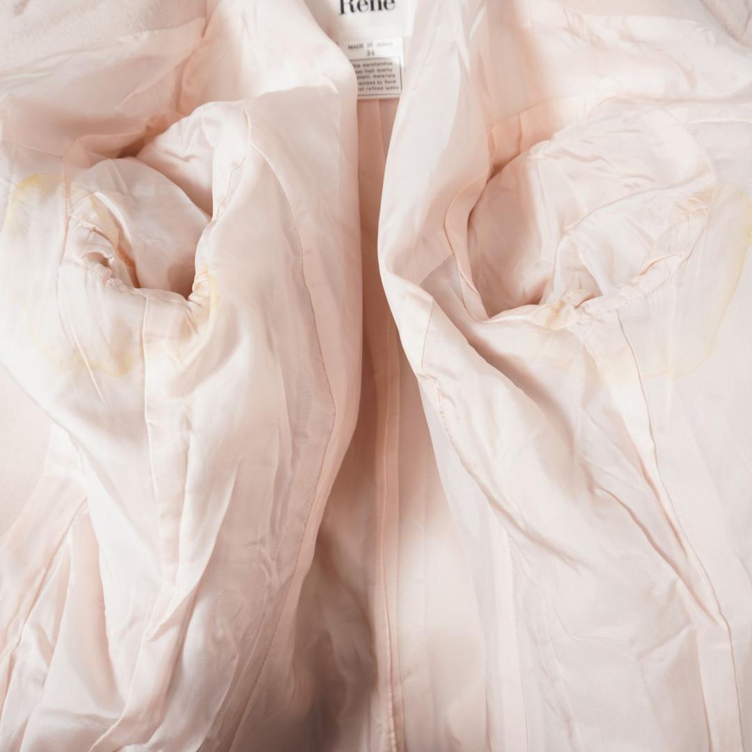 Rene カメリアボタンチェスターコート Aライン ピンク サイズ34*JD61