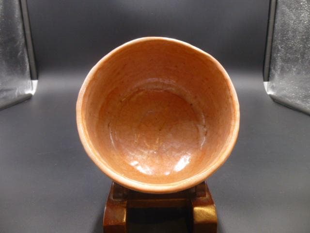 楽吉左衛門 九代 了入 赤茶碗／共箱／銘「氷鶴」／裏千家