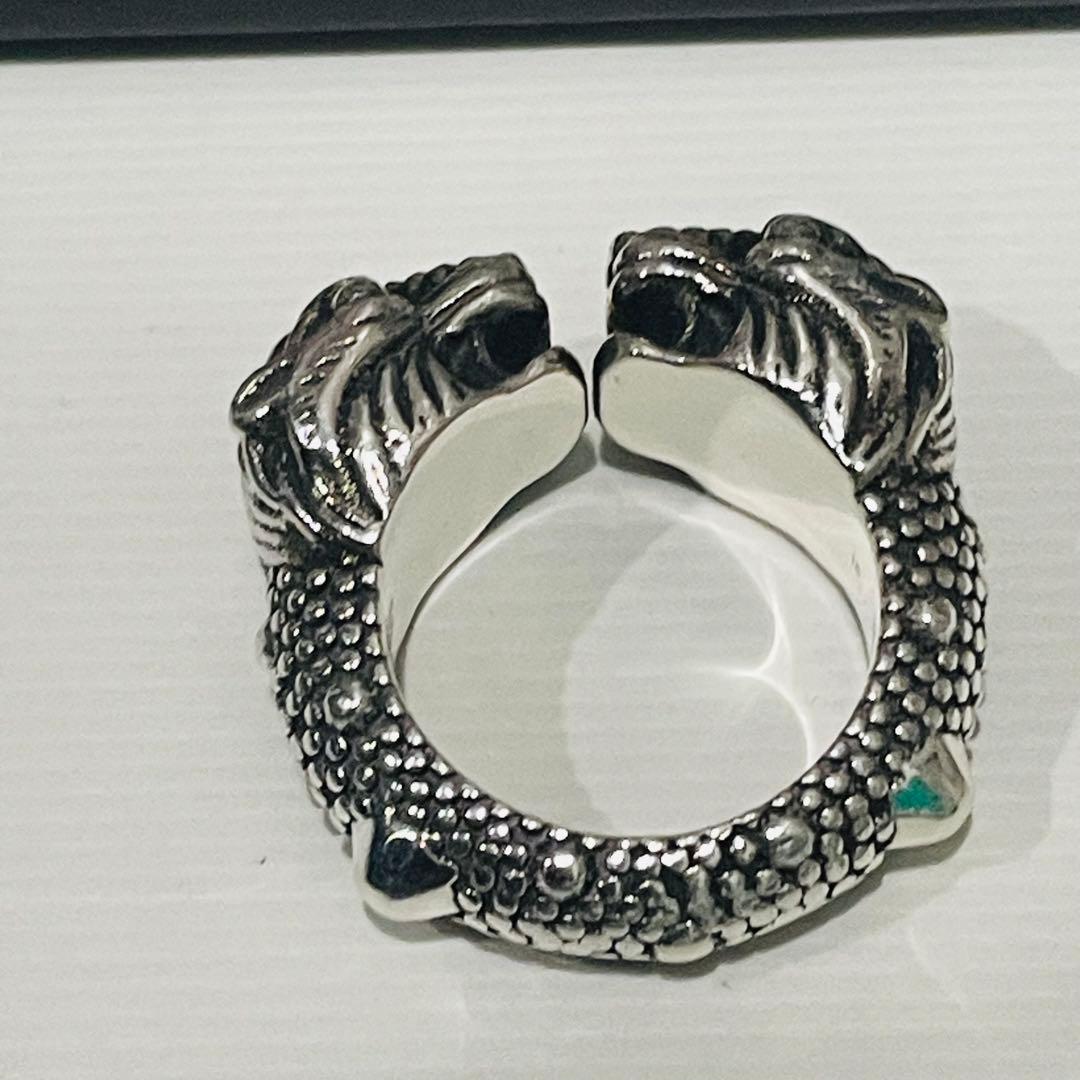 GUCCI 新品同様品　タイガーヘッドリング　925シルバー　17号#18