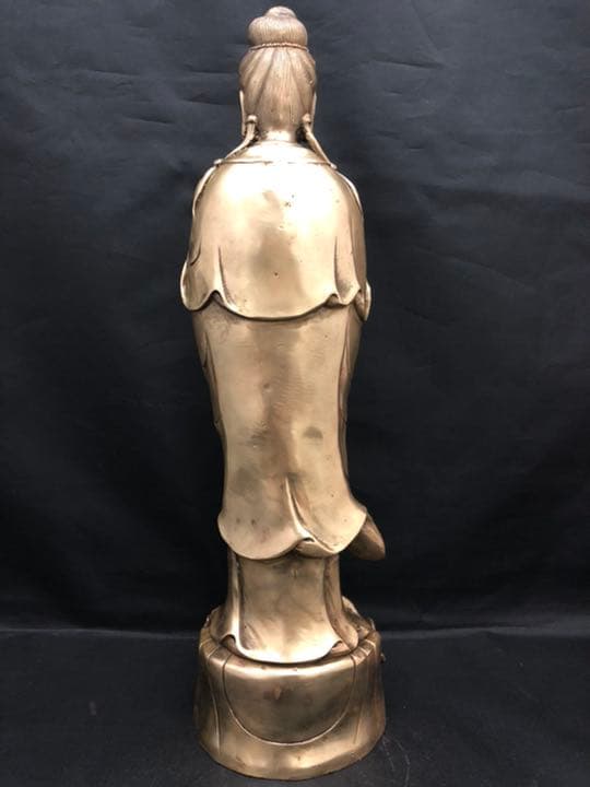 観音 菩薩 黄銅製 仏像 彫刻 置物 開運 風水 骨董 古美術 アンティーク