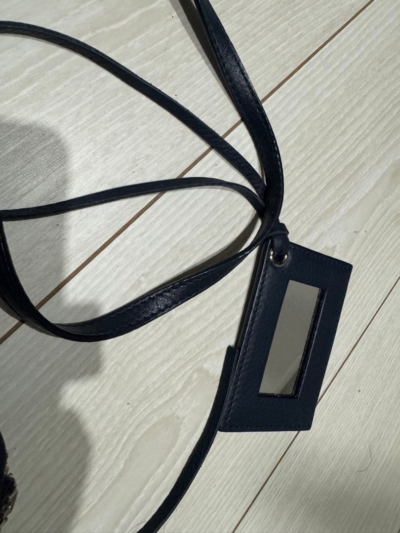 ネイビー レザー ショルダーバッグ　バレンシアガ　ペーパーミニバッグ