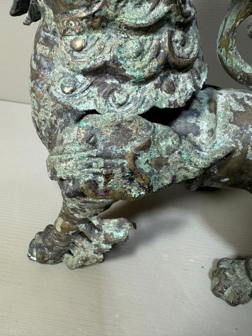 2217 古銅 青銅器 獅子 尊 饕餮紋 唐物 時代物
