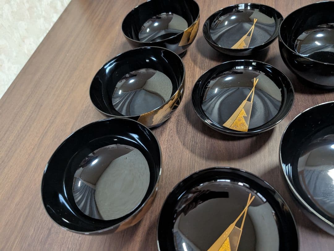 蒔絵　扇面　松竹梅　吸物椀　雑煮椀　煮物椀　５客セット　輪島塗