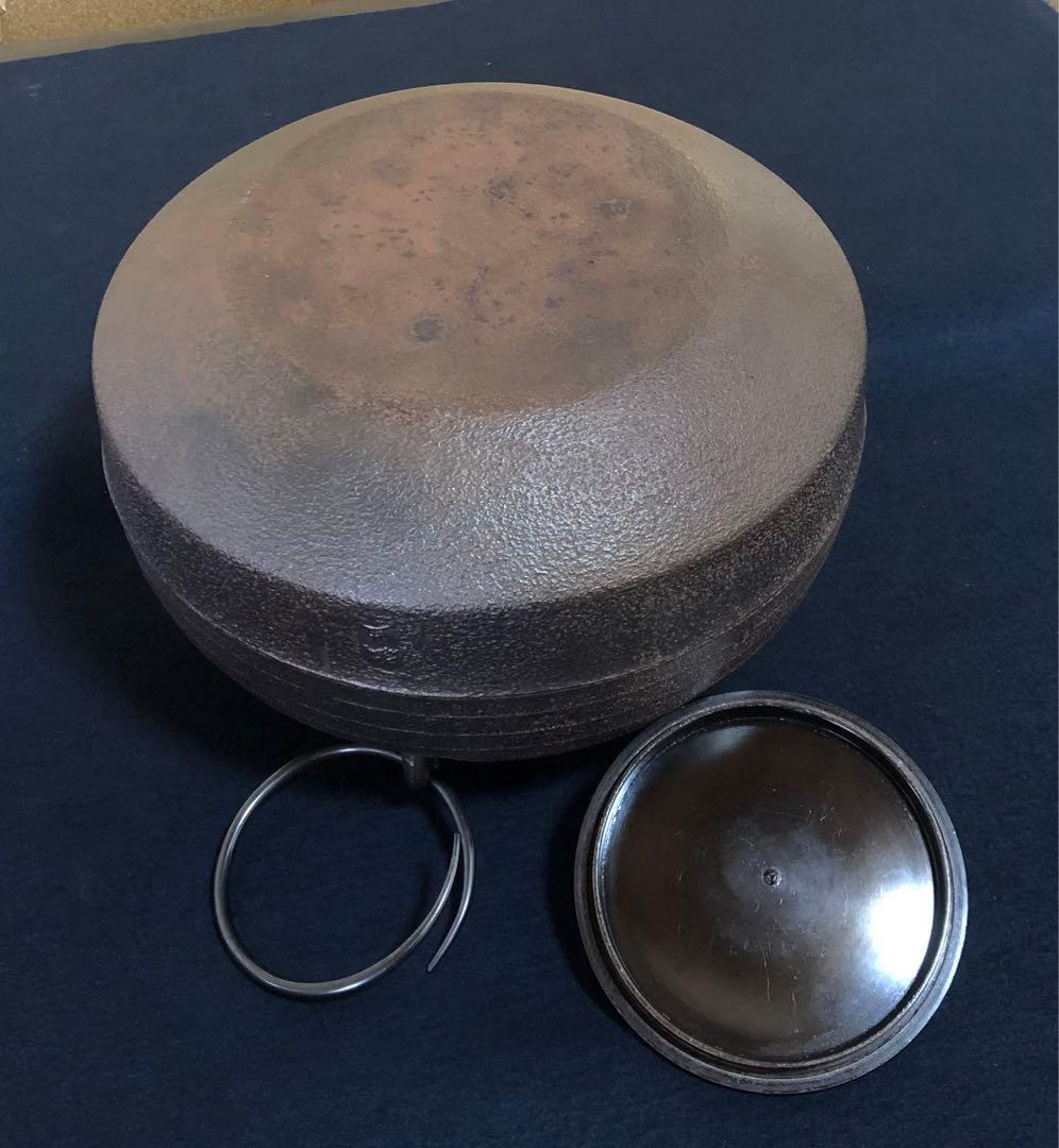 《R》茶道具 平丸筋入釜 鐶 人間国宝 高橋敬典 共布 共箱 260121き6