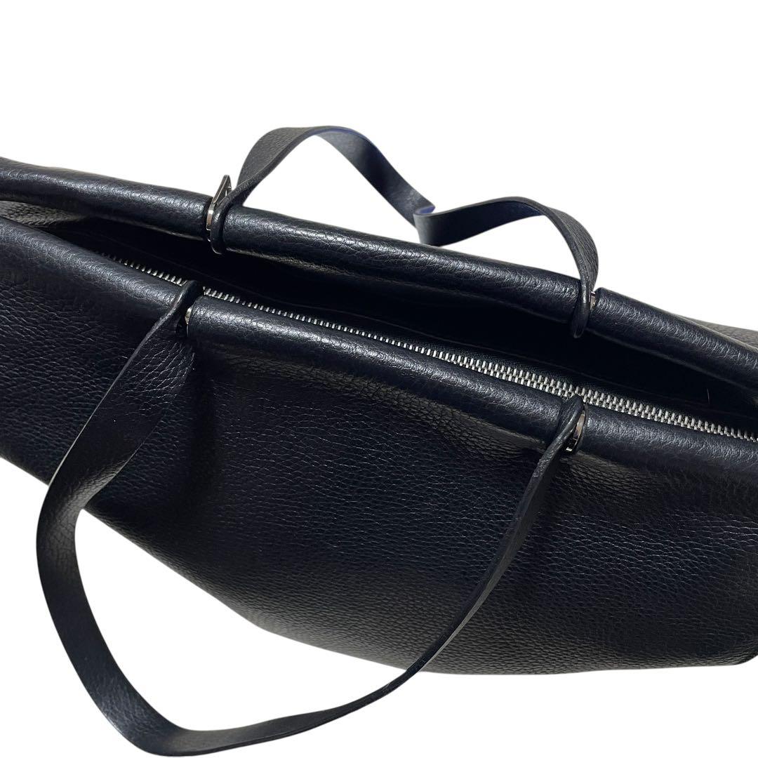 マウロゴヴェルナ A4 トートバッグ ハンドバッグ ブラック 本革 シボ革