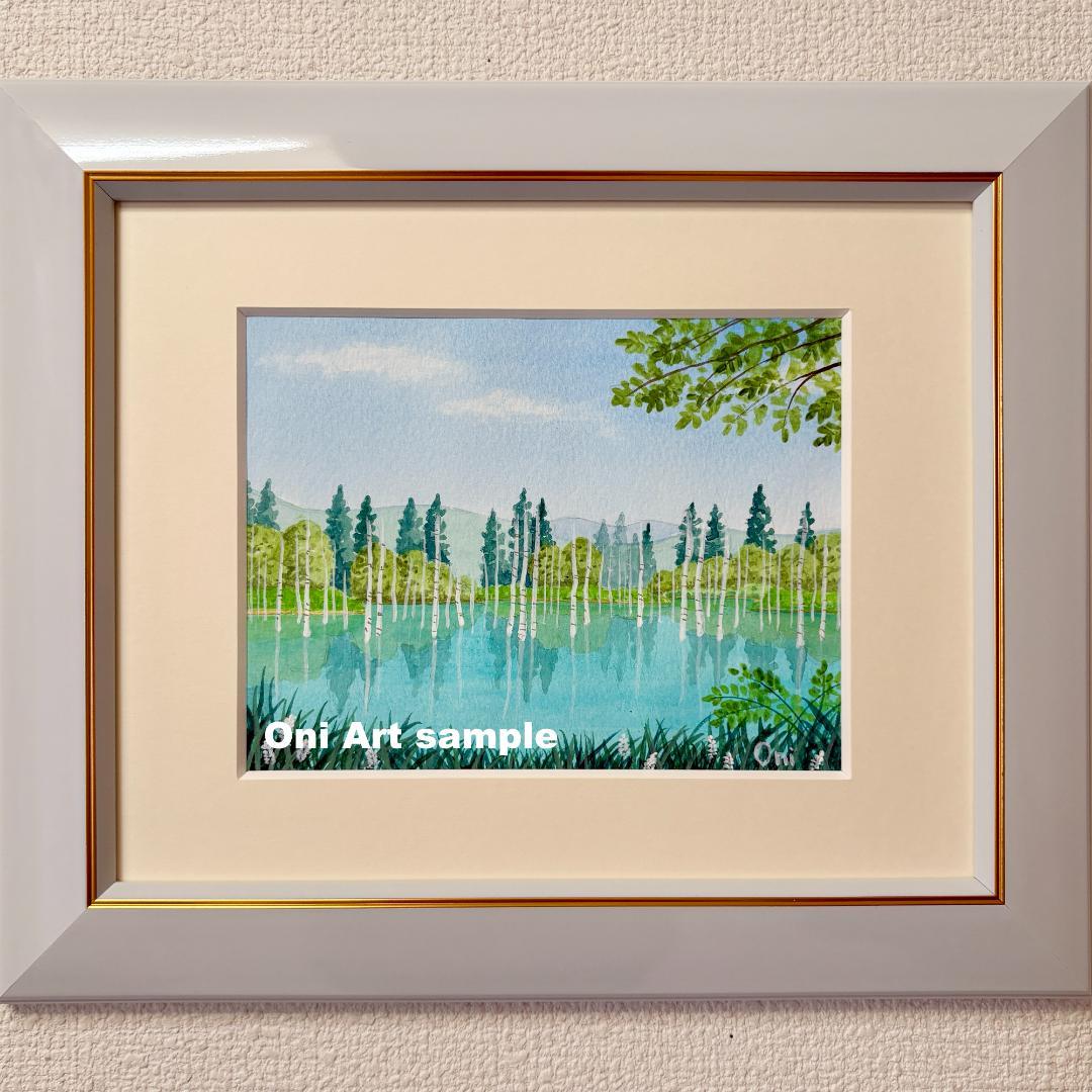 油彩画 原画 絵画 F10 一点物 【ニテコ池】 アート作品 油絵 風景画