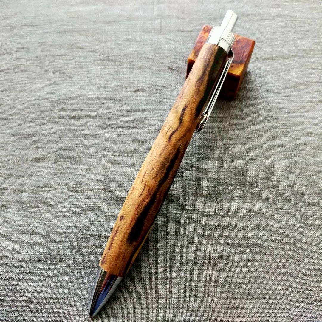 斑入黒檀 ハンドメイド 木軸ボールペン G2 天然木 シルバー - メルカリ