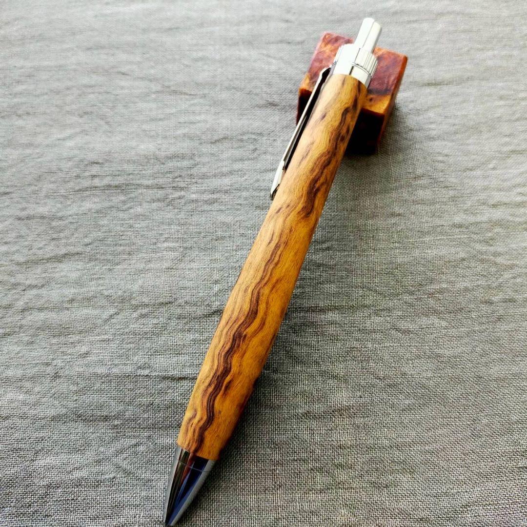 斑入黒檀 ハンドメイド 木軸ボールペン G2 天然木 シルバー - メルカリ