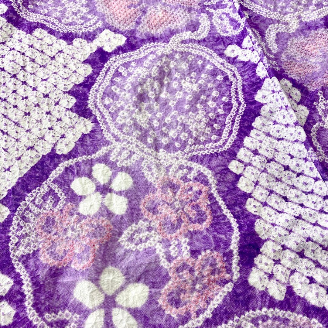 朝顔　紫色　果実　有松絞り　絞り染め　絞り浴衣　浴衣　NO44