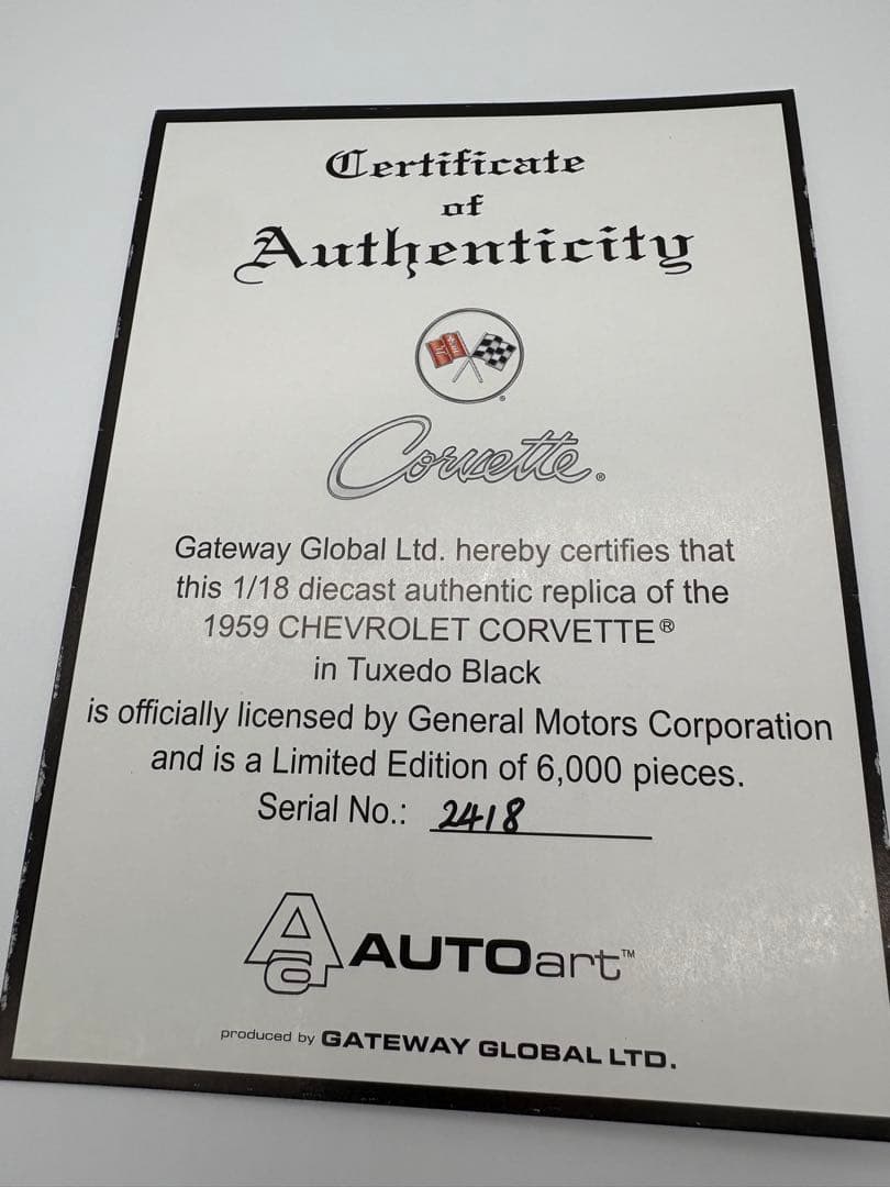 オートアート AUTOart シボレー コルベット 1959 1/18 レア
