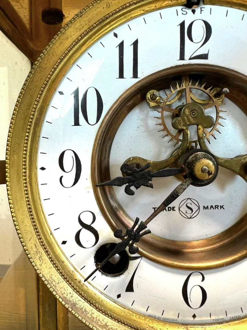 《希少＆入手困難》アンティーク 精工舎大理石水銀振り子ゼンマイ式古時計