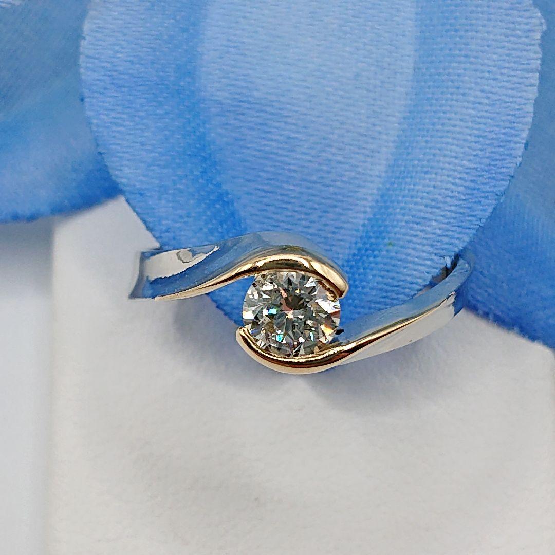 Jazz Singer様エレガント 一粒天然ダイヤモンドリングPt900/K18