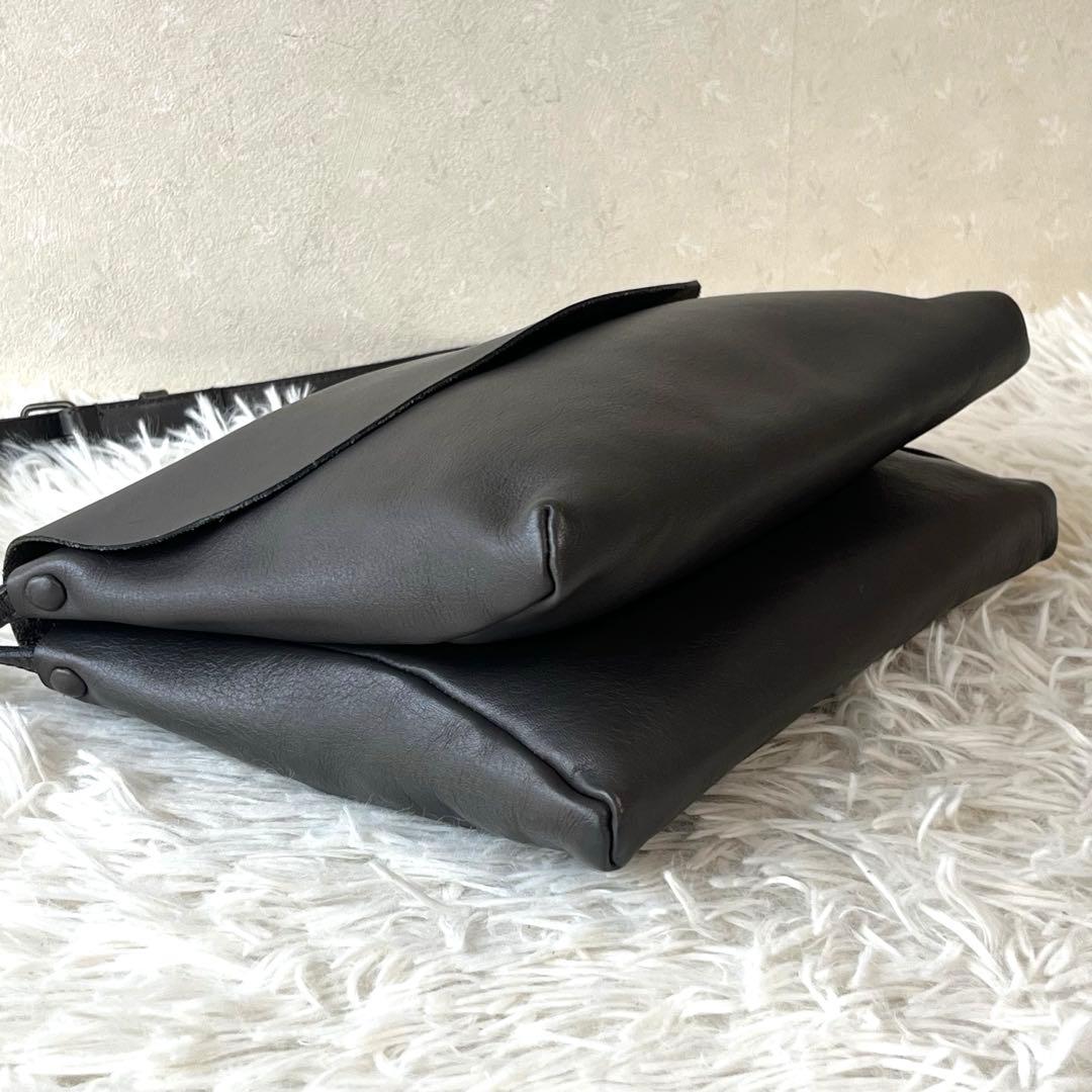 JURGEN LEHL ヨーガンレール レザー ショルダーバッグ　ダークグレー