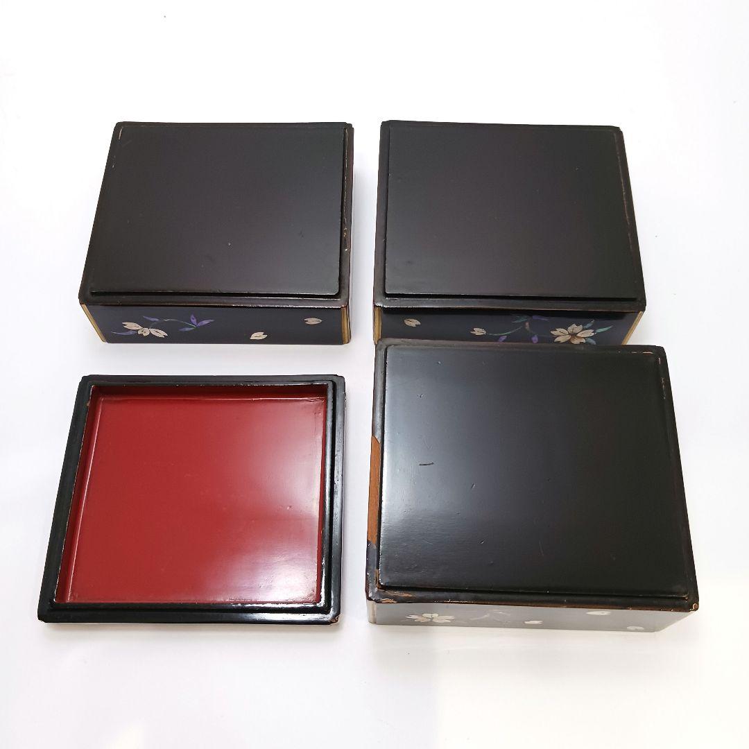 Y2447-6 長崎螺鈿 青貝蒔絵 三段重箱 共箱　う