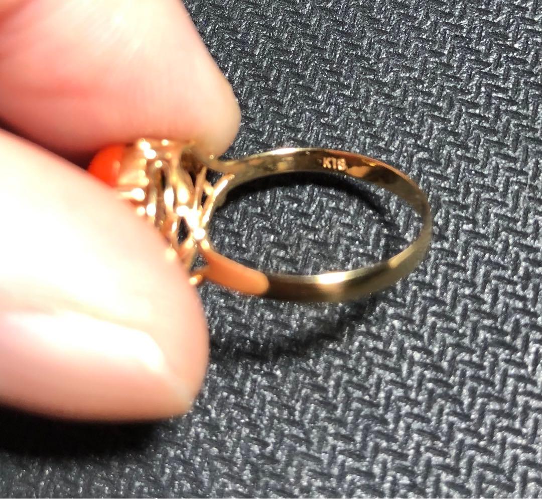天然 珊瑚 リング 指輪 k18 高知サンゴ工房