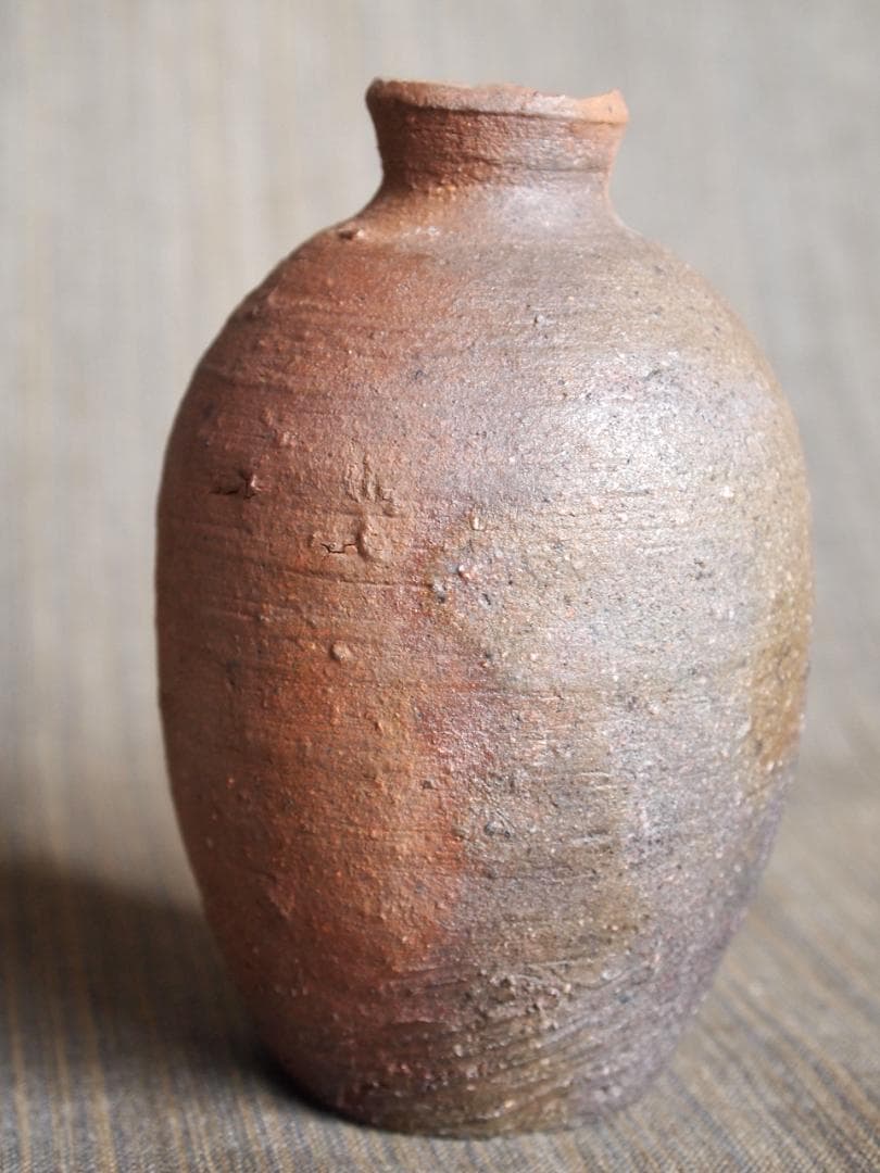 希少作★前嶋　五一郎【義弟：原田拾六】★備前≪窯変≫徳利★共箱