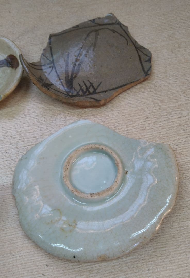 初期伊万里古唐津絵黄瀬戸陶片4客どれでも1客 r5冬26 美術品