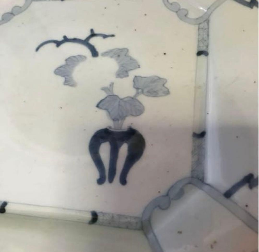 染付　陶器　当時物　盛り皿　染付の絵柄が美しい　年代物