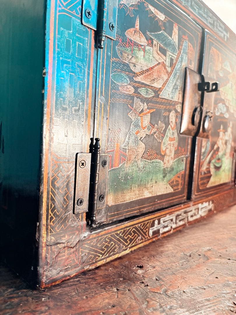 珍品 中国 黒漆塗り箪笥 李朝家具 モリジャン 文甲欌 韓国