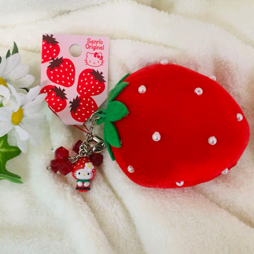 ☆激レア☆ ハローキティ　 いちご ボアマスコット ストラップ　入手困難　希少