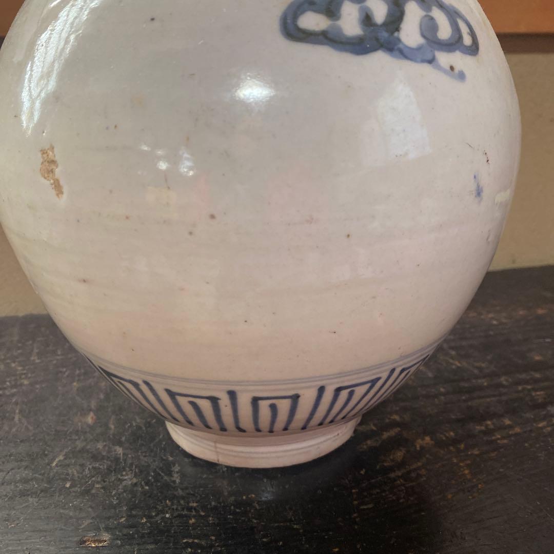 専用 切米焼 染付たこ唐草鳥文大徳利