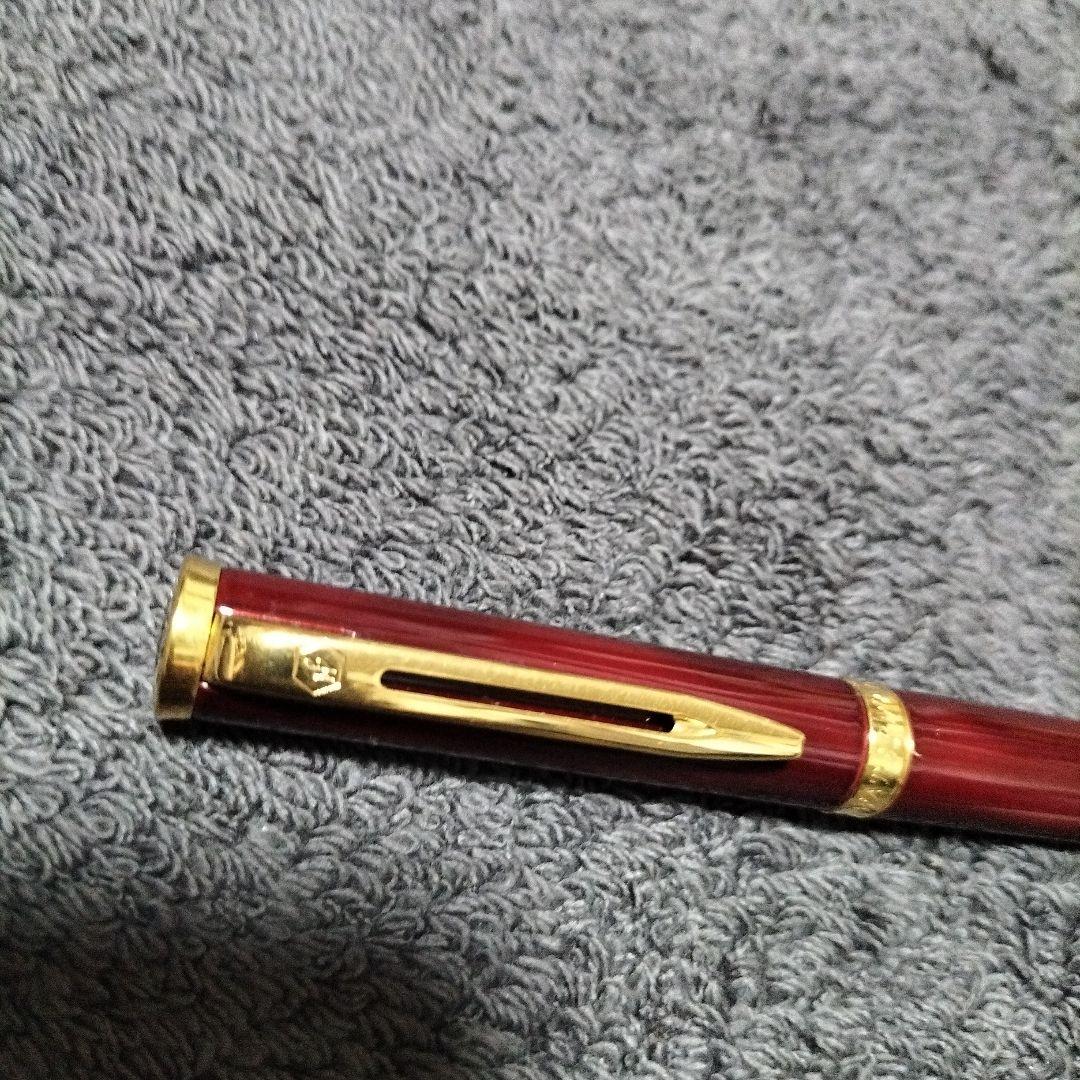 18Ｋ WATERMAN 赤い樹脂製万年筆 金色装飾
