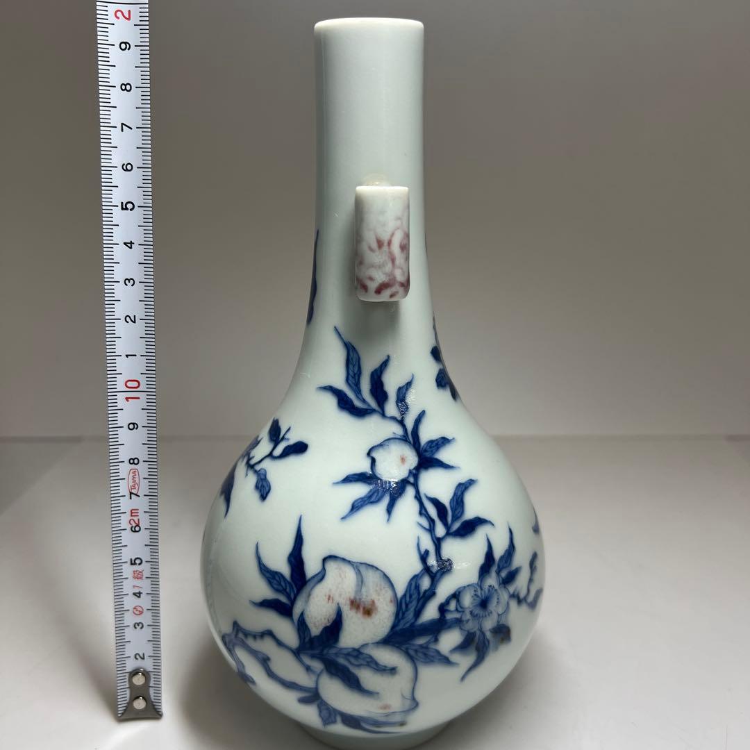 中国美術　大清康熙年製　釉裏紅花瓶　高約19.5㎝　東Y8-0114☆2Fトヒチ